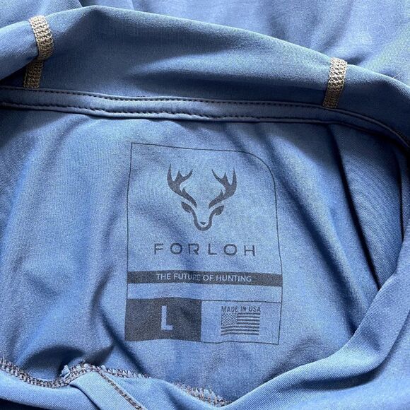 Forloh Men's SolAir Hooded Long Sleeve Blue Hunting Baselayer Shirt Sz L - Picture 9 of 9